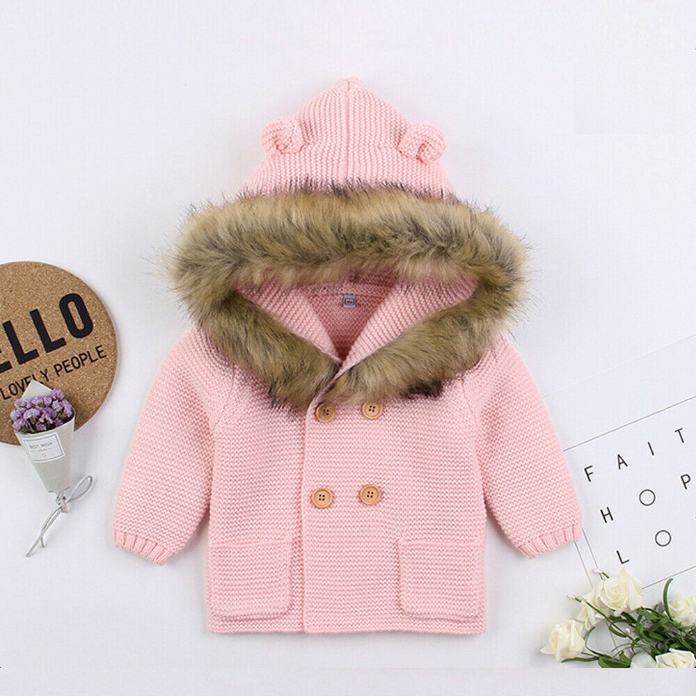 Cotton Coat with Fur Trim Hood