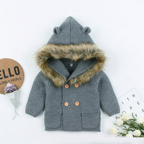 Cotton Coat with Fur Trim Hood