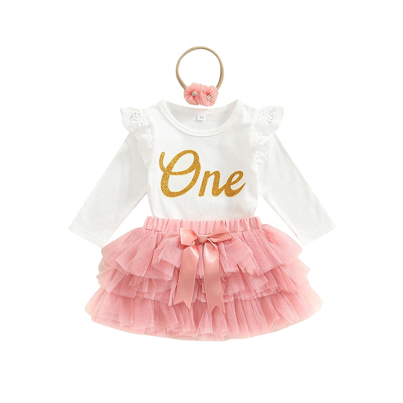 Outfit set for a little girl's first birthday