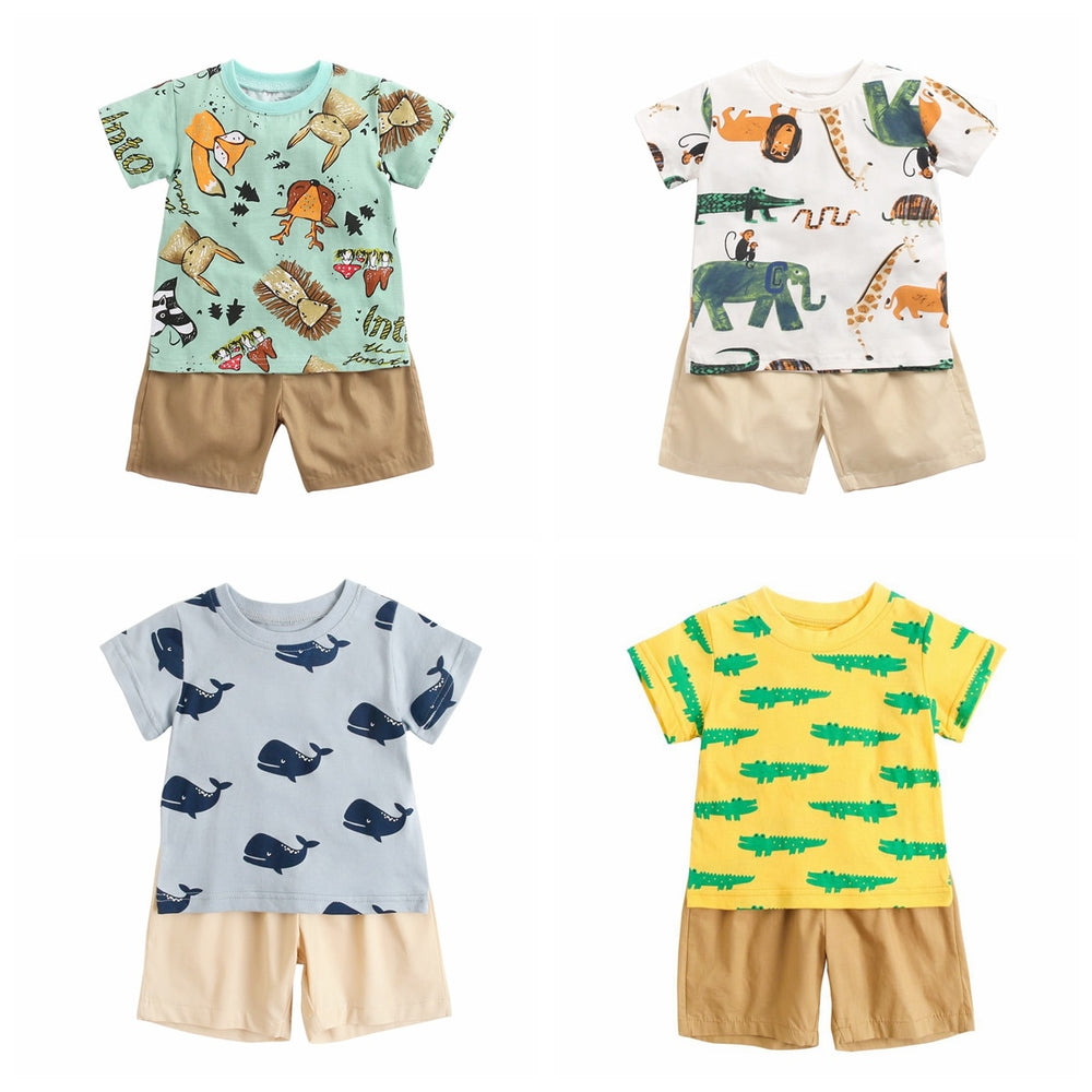 Boys' clothing set with a cartoon pattern