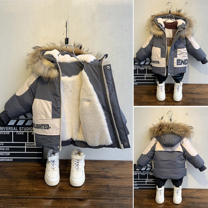 New Boys Winter Coat with Fur Collar