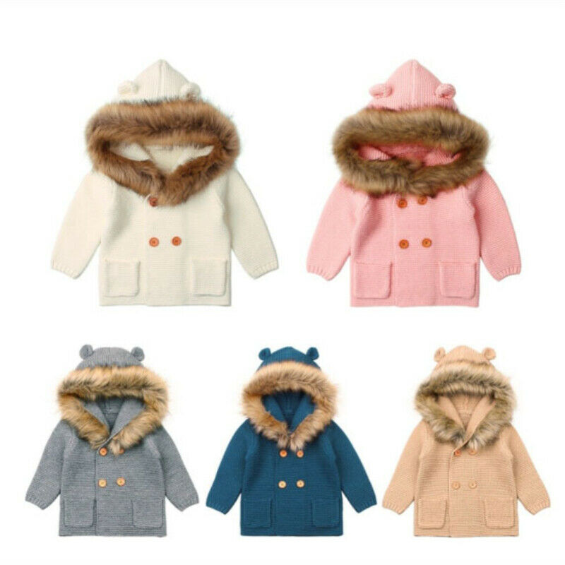 Cotton Coat with Fur Trim Hood